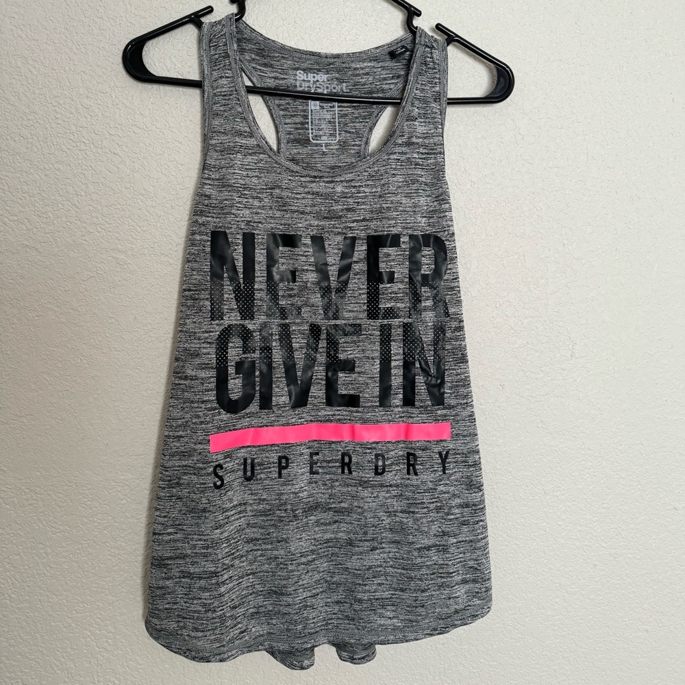 Superdry workout tank top, heathered grey (size large)